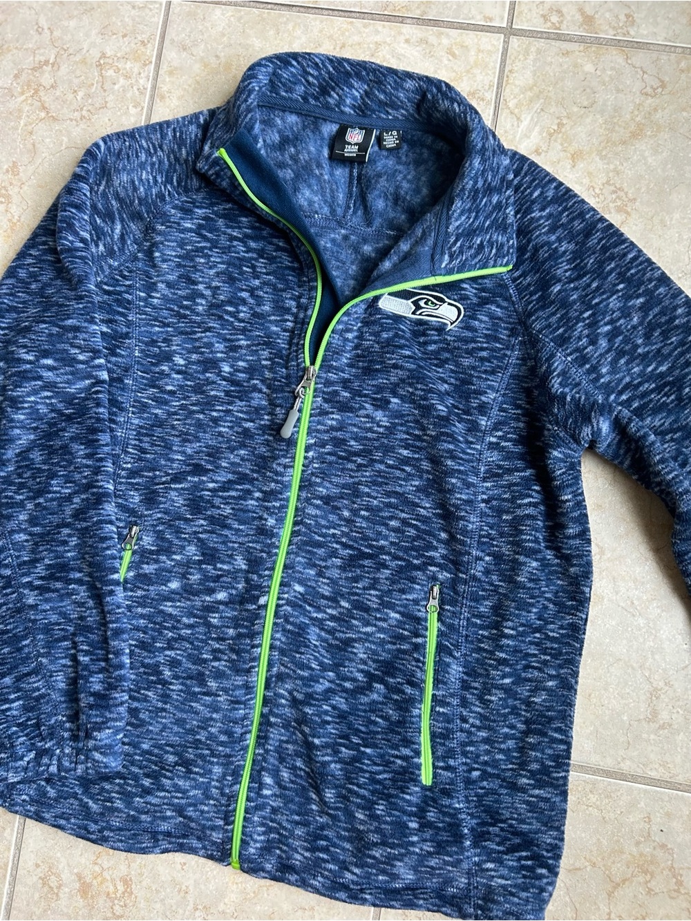 NFL Seattle Seahawks Women’s Large Full Zip Fleece Heathered Blue Green Jacket